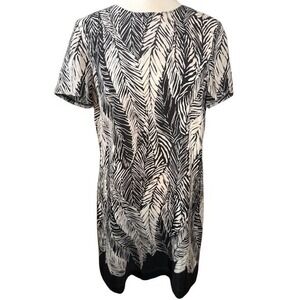 Club Monaco 100% Silk Shift Dress 4 Palm Frond Print Black White Lined